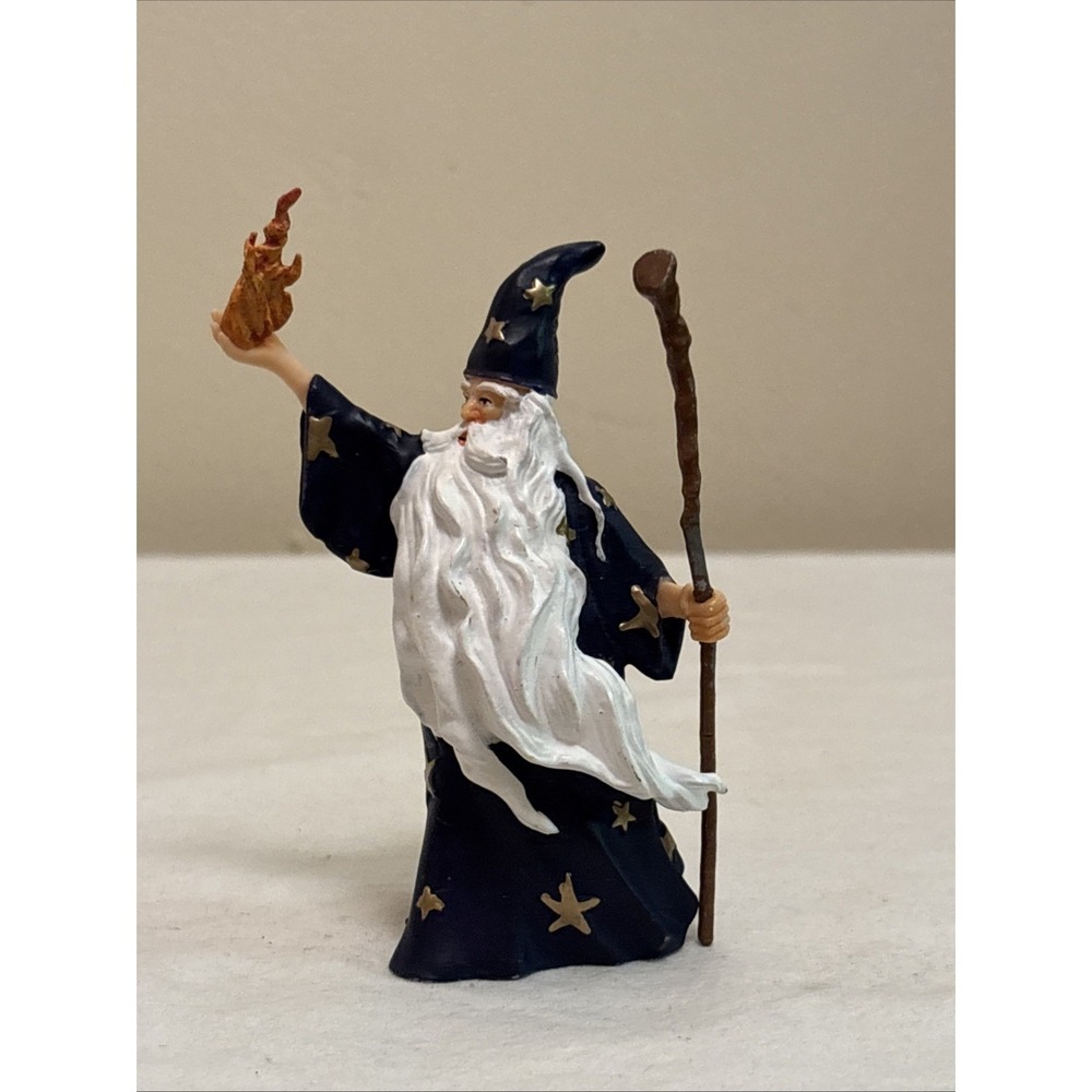 1999 Papo Merlin Wizard Fantasy Action Figure Tales And Legends Blue Vintage